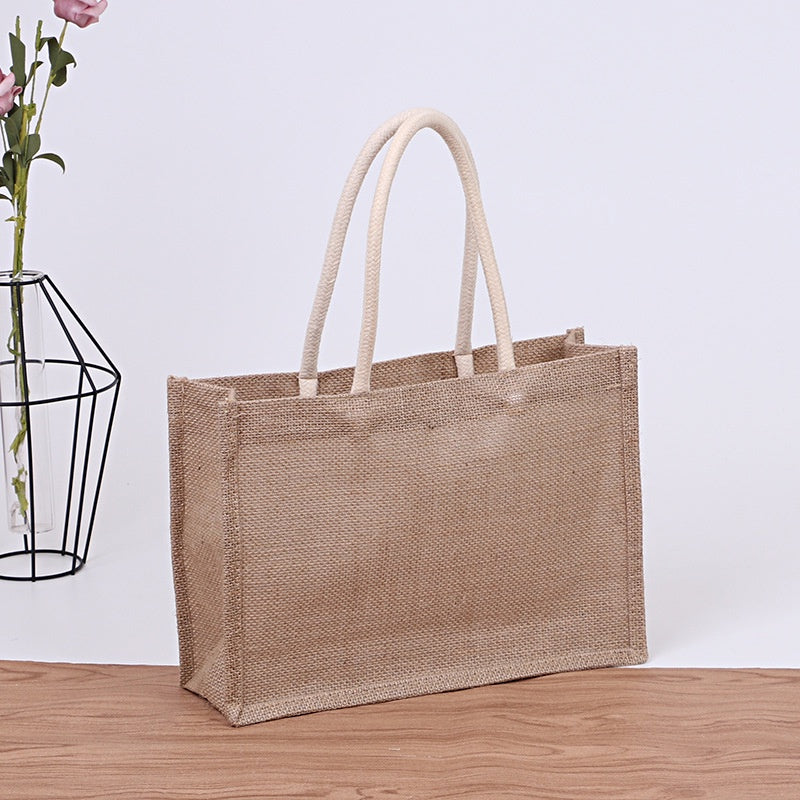 【Professional Customization】Tote Linen Bag Universal Linen Tote Bag Jute Cotton Shopping Bag Gift Bag Printable Logo Manufacturers Customized Various Sizes and Styles(minimum 50pcs)