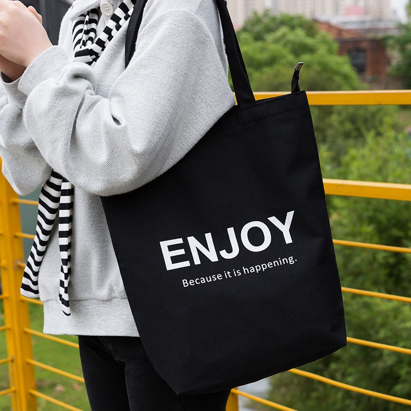 【Professional Customization】Canvas Bag Large Capacity Shoulder Bag Simple Creative Korean Portable Shopping Bag Printable Logo Manufacturers Customized Various Sizes and Styles(minimum 50pcs)