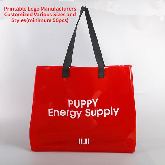 【Professional Customization】Pvc Handbag Transparent Pvc Gift Shopping Bag Fashion Pvc Advertising Bag Pvc Bag Printable Logo Manufacturers Customized Various Sizes and Styles(minimum 50pcs)