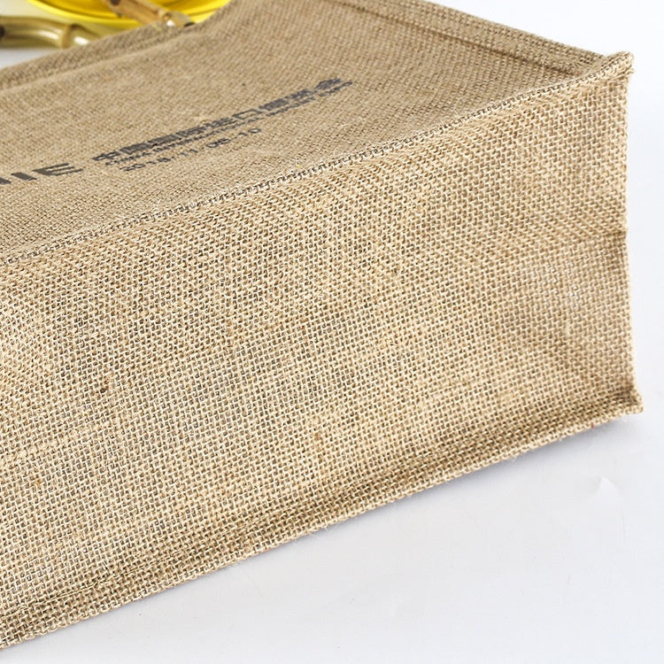 【Professional Customization】Bags Custom Logo Bamboo Portable Yellow Linen Handbag Shopping Bag Custom Foreign Trade Jute Portable Bag Wholesale Printable Logo Manufacturers Customized Various Sizes and Styles(minimum 50pcs)