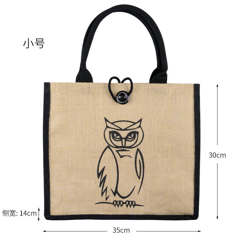 【Professional Customization】Retro Jute Handbags Advertising Shopping Environmental Protection Large-capacity Fashion Handbags Printable Logo Manufacturers Customized Various Sizes and Styles(minimum 50pcs)