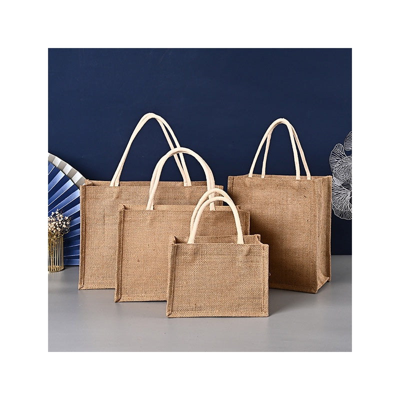 【Professional Customization】Manufacturer's Hand-held Jute Bag Cotton and Hemp Shopping Bag Hand-painted Linen Gift Bag, Retro Coarse Linen BagPrintable Logo Manufacturers Customized Various Sizes and Styles(minimum 50pcs)