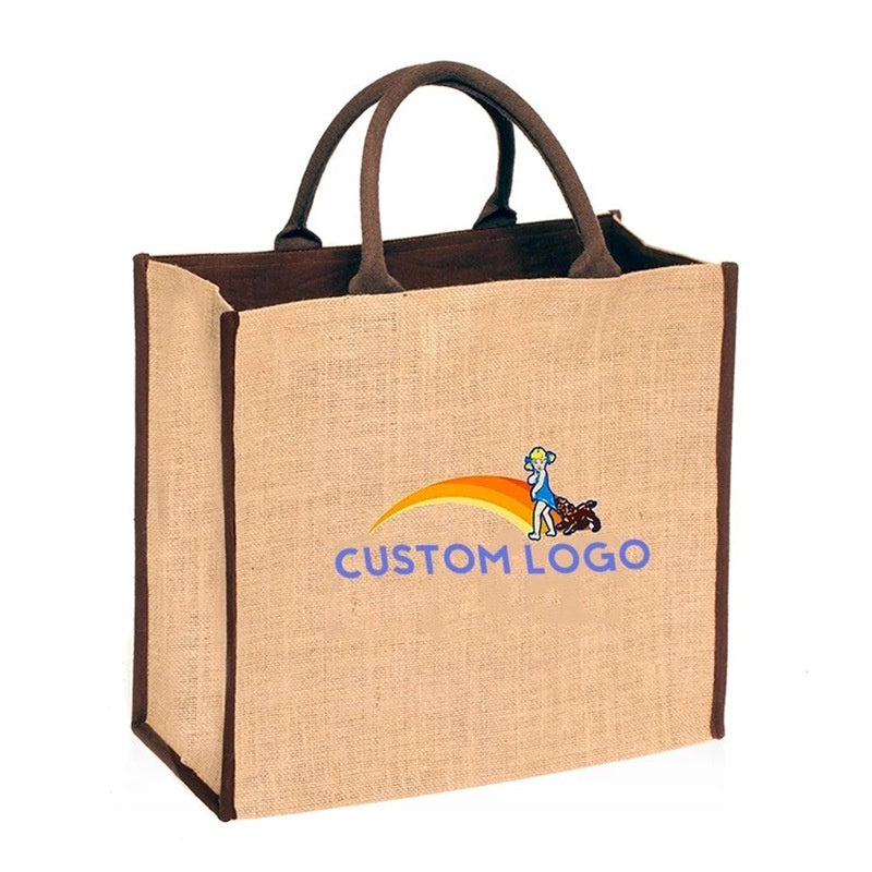 【Professional Customization】Jute Linen Cloth Bags Silk Screen Handbags Custom Shopping Bags Folding Portable Cotton SacksPrintable Logo Manufacturers Customized Various Sizes and Styles(minimum 50pcs)