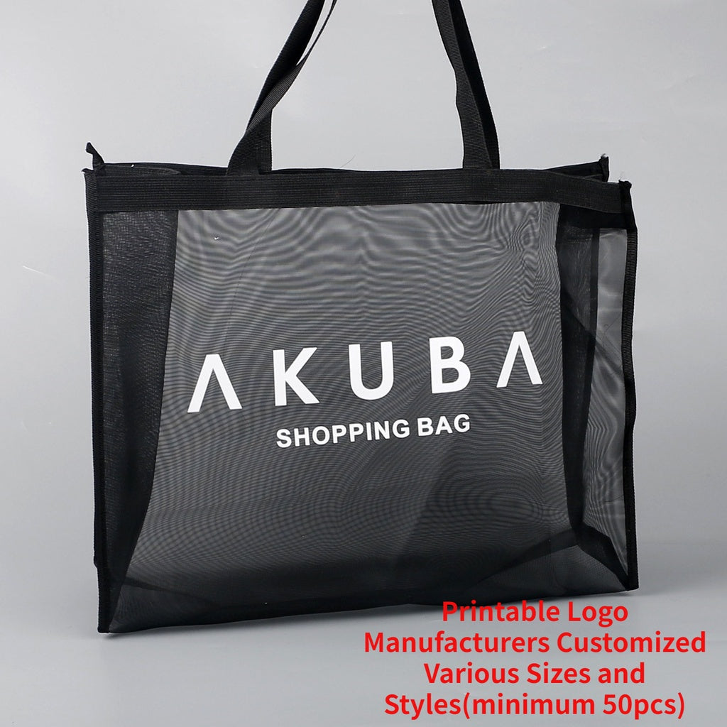 【Professional Customization】Beach Shoulder Shopping Bags Fashion Nylon Mesh Storage Bags Transparent Three-dimensional Mesh HandbagPrintable Logo Manufacturers Customized Various Sizes and Styles(minimum 50pcs)