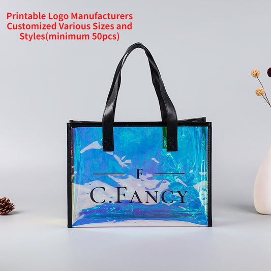 【Professional Customization】Customized Colorful PVC Bag Magic Color Laser Shooter Bag Rainbow Hand Laser PVC Bag Wholesale Printable Logo Manufacturers Customized Various Sizes and Styles(minimum 50pcs)