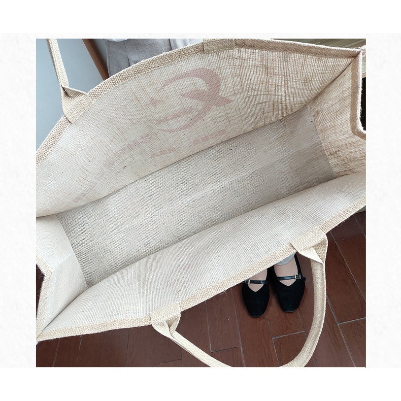 【Professional Customization】Jute Bags Custom Logo Fashion Advertising Hand-held Gift Bags To Collect Shopping Tote Linen Bags Custom Wholesale Printable Logo Manufacturers Customized Various Sizes and Styles(minimum 50pcs)