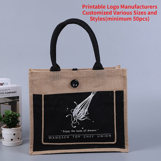 【Professional Customization】Manufacturers Customized Linen Bag Jute Plastic Bag Linen Bundle Pocket Imitation Linen Bag Wholesale Printable Logo Manufacturers Customized Various Sizes and Styles(minimum 50pcs)