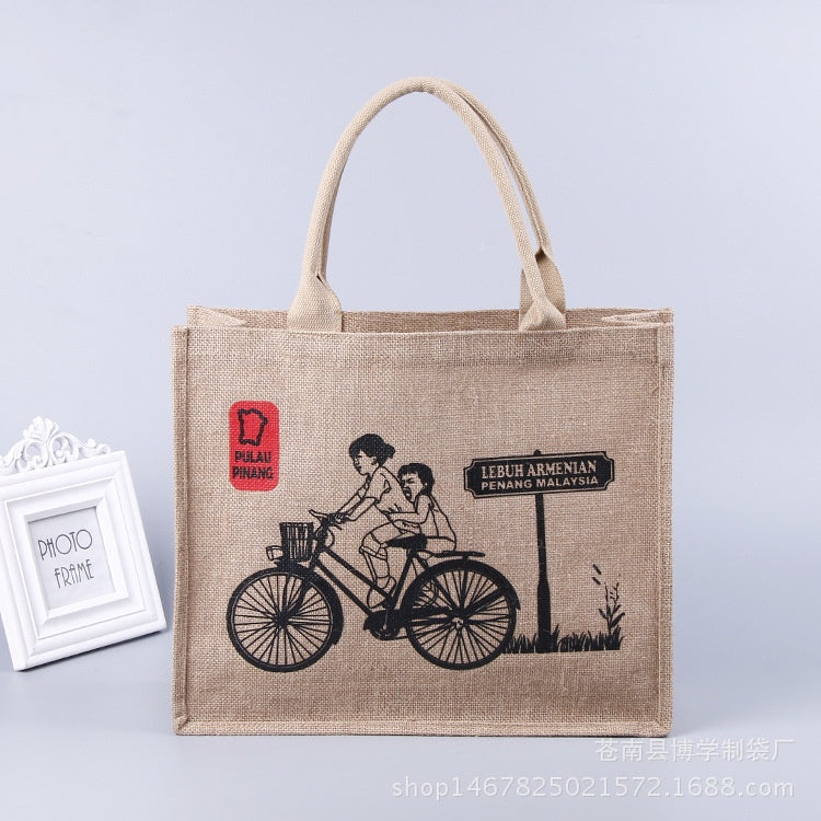 【Professional Customization】Production of Burlap Bags Printed Portable Linen Shopping Bags Jute BagPrintable Logo Manufacturers Customized Various Sizes and Styles(minimum 50pcs)