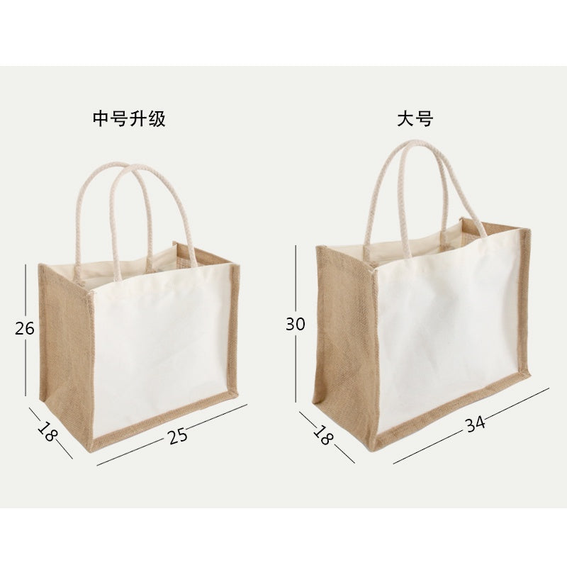 【Professional Customization】Woven Linen Cotton And Linen Commuter Tote Bags Gift Bags Simple Shopping Bags Printable Logo Manufacturers Customized Various Sizes and Styles(minimum 50pcs)