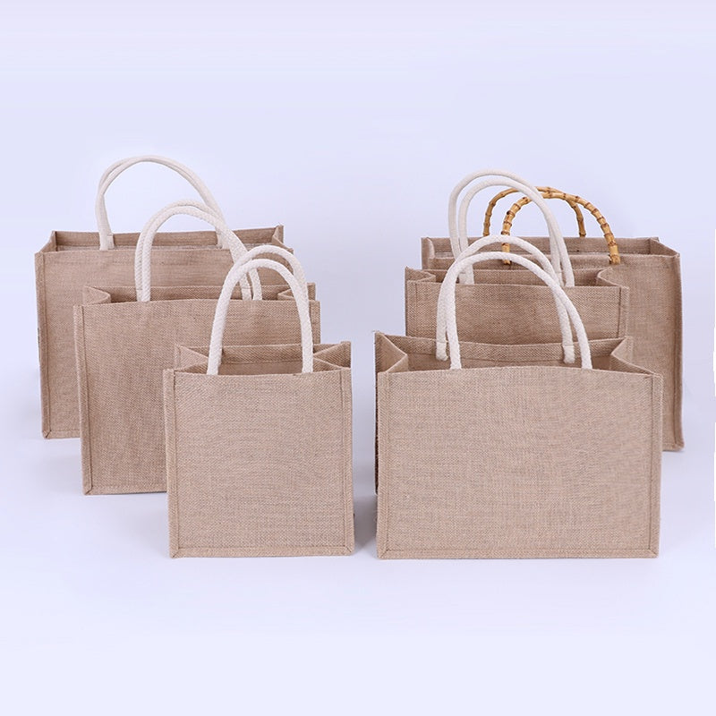 【Professional Customization】Jute Cotton Linen Bag Linen Shopping Bag Canvas Hand Carry Bag Printable Logo Manufacturers Customized Various Sizes and Styles(minimum 50pcs)