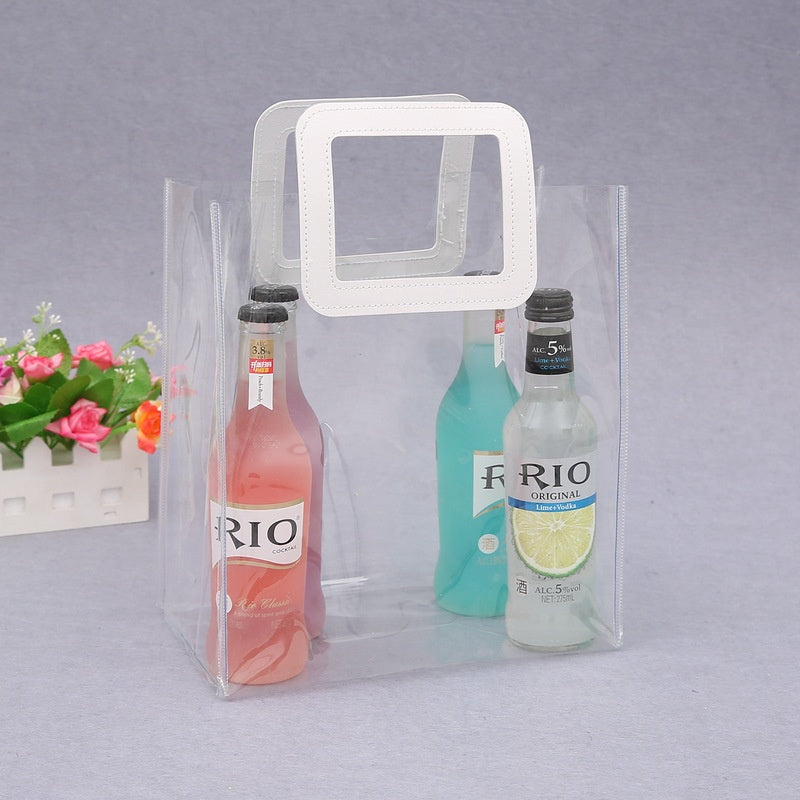 【Professional Customization】Transparent Plastic Tote Bag PP Matte Plastic Clothing Bag PVC Tote Gift Bag Printable Logo Manufacturers Customized Various Sizes and Styles(minimum 50pcs)