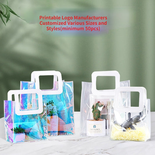 【Professional Customization】Gift Bag Transparent Hand 520 Gift Companion Gift Bag PVC Custom-made Net Red Wind Cake Packaging SpotPrintable Logo Manufacturers Customized Various Sizes and Styles(minimum 50pcs)