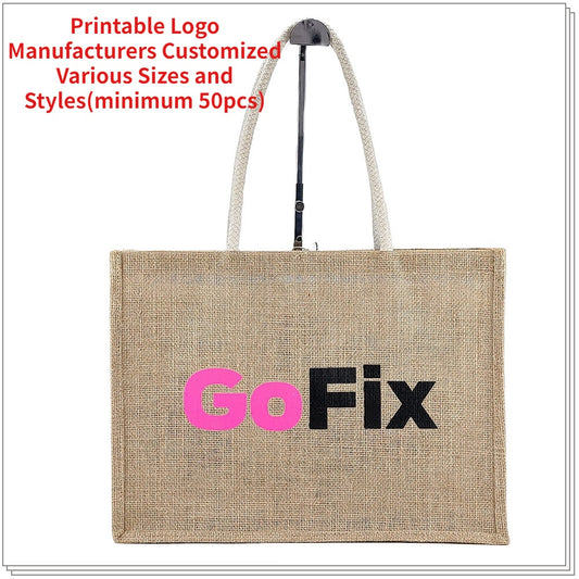 【Professional Customization】Spot Linen Handbag Students Creative Graffiti Hand-painted Cotton and Linen Cloth Bag Covered Jute  with Hand Gift BagPrintable Logo Manufacturers Customized Various Sizes and Styles(minimum 50pcs)