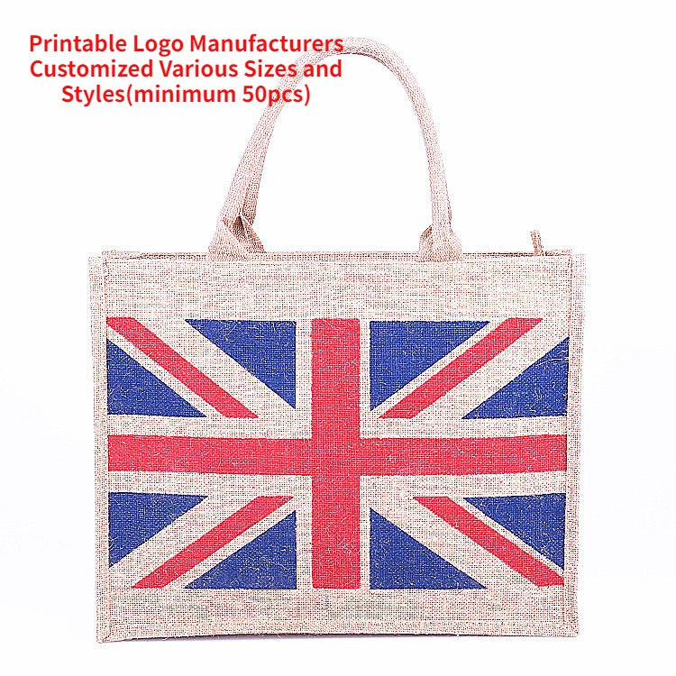 【Professional Customization】Sack Custom Jute Bag Cotton Tote Bag Covered Linen Gift Bag Custom  HandbagPrintable Logo Manufacturers Customized Various Sizes and Styles(minimum 50pcs)