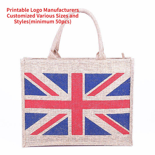 【Professional Customization】Sack Custom Jute Bag Cotton Tote Bag Covered Linen Gift Bag Custom  HandbagPrintable Logo Manufacturers Customized Various Sizes and Styles(minimum 50pcs)