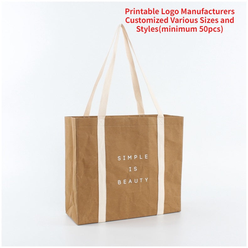 【Professional Customization】New American Washable Kraft Paper Bags Cartoon Fashion Shopping Gift BagPrintable Logo Manufacturers Customized Various Sizes and Styles(minimum 50pcs)