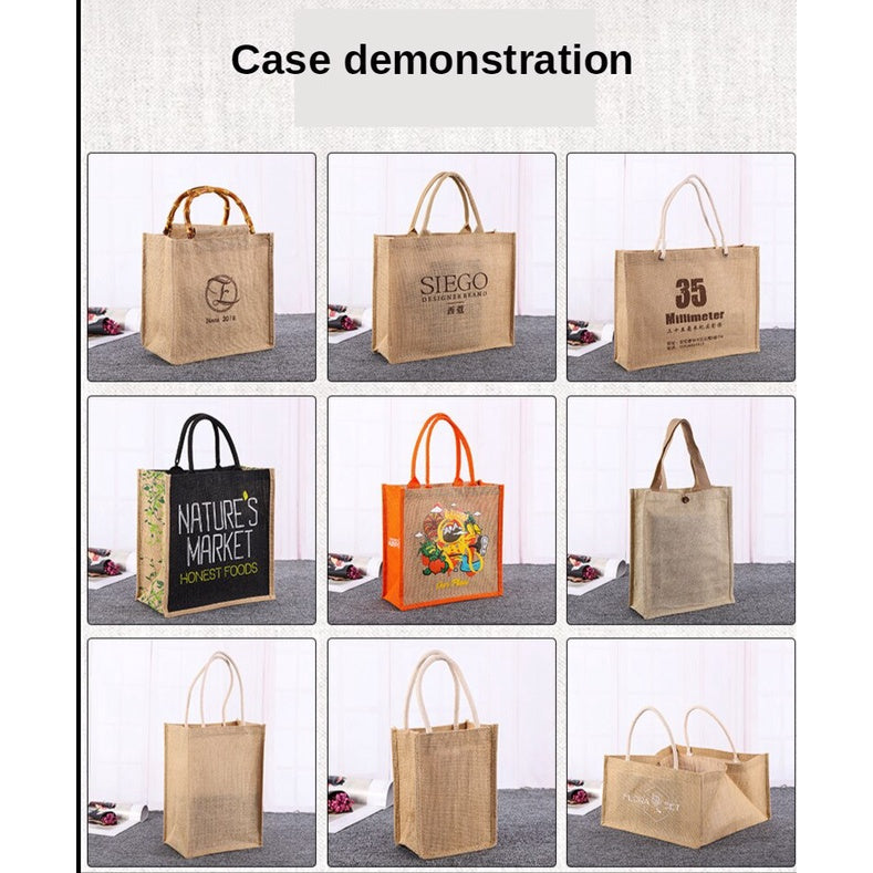 【Professional Customization】Linen Bag Jute Bag Linen Bag Linen Bag Linen Shopping Bag Hand Bag Gift Bag Printable Logo Manufacturers Customized Various Sizes and Styles(minimum 50pcs)