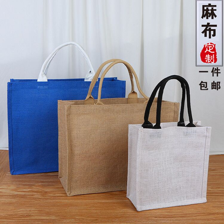 【Professional Customization】Cotton And Linen Environmental Protection Shopping Hand Bag Thick Durable Literary Canvas Practical Bag Linen Bag Printable Logo Manufacturers Customized Various Sizes and Styles(minimum 50pcs)