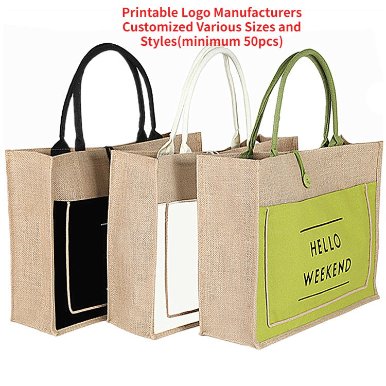 【Professional Customization】Jute Bag Custom Made Plastic Coated Portable Jute BagPrintable Logo Manufacturers Customized Various Sizes and Styles(minimum 50pcs)