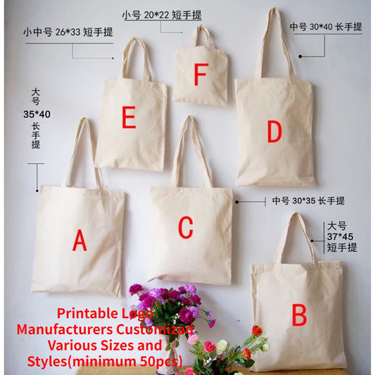 【Professional Customization】Canvas Bag Custom Cotton Bag Custom Print Logo Shopping Bag Eco-friendly Bag Custom Blank Diy Cloth BagPrintable Logo Manufacturers Customized Various Sizes and Styles(minimum 50pcs)