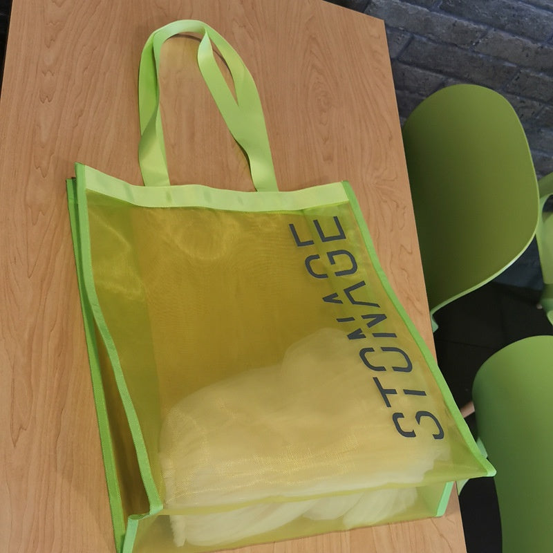 【Professional Customization】Export Brand Clothing Store Nylon Transparent Shopping Mesh Handbag Custom LOGO SpotPrintable Logo Manufacturers Customized Various Sizes and Styles(minimum 50pcs)