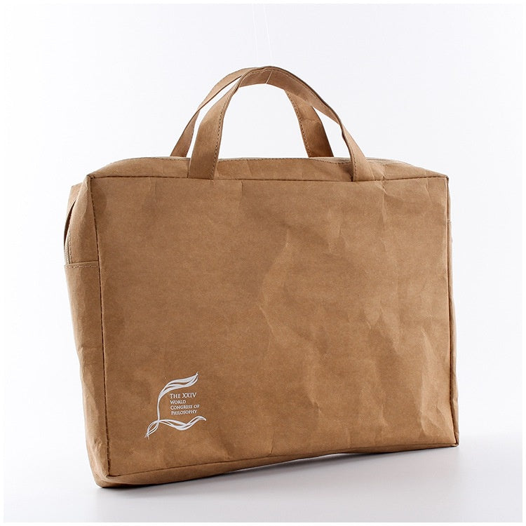 【Professional Customization】Washable Kraft Paper Laptop Bag File Bag Handbag New Briefcase Men's And Women's CustomizationPrintable Logo Manufacturers Customized Various Sizes and Styles(minimum 50pcs)