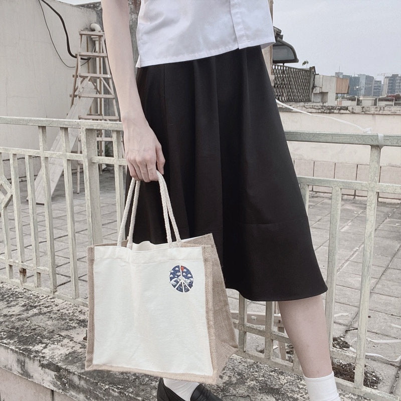 【Professional Customization】Woven Linen Cotton And Linen Commuter Tote Bags Gift Bags Simple Shopping Bags Printable Logo Manufacturers Customized Various Sizes and Styles(minimum 50pcs)