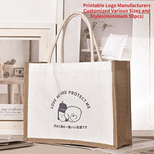 【Professional Customization】Canvas Bag Spot Cotton Tote Bag Japanese Shopping Bag Linen Bag Gift Cartoon Logo Custom Canvas BagPrintable Logo Manufacturers Customized Various Sizes and Styles(minimum 50pcs)