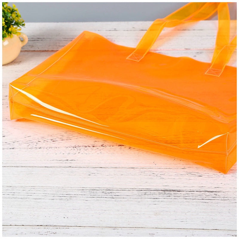 【Professional Customization】Plastic Color Pvc Tote Bag Environmental Protection One-shoulder Jelly Makeup Gift Bag Printable Logo Manufacturers Customized Various Sizes and Styles(minimum 50pcs)