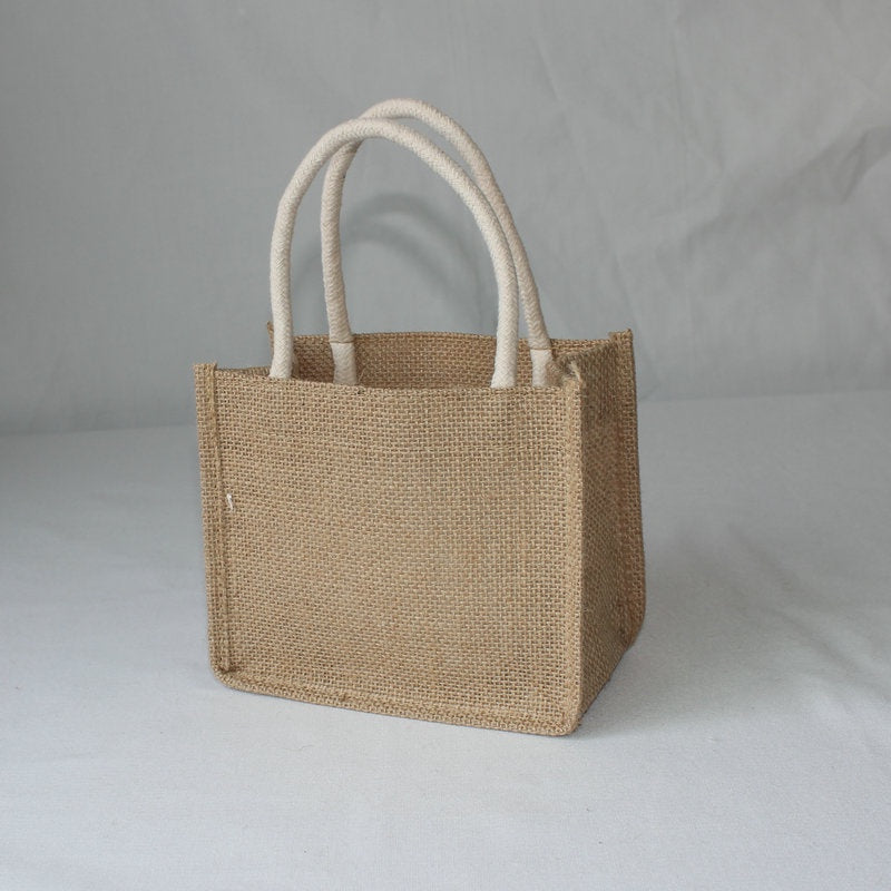 【Professional Customization】Retro Cotton Linen Handbag Coated Linen Shopping Bag Jute Linen HandbagPrintable Logo Manufacturers Customized Various Sizes and Styles(minimum 50pcs)