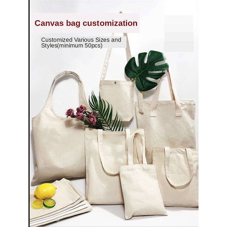 【Professional Customization】Canvas Bag Environmental Protection Portable Cotton Bag Non Woven Bag Printing Pattern Single Shoulder Canvas Printable Logo Manufacturers Customized Various Sizes and Styles(minimum 50pcs)