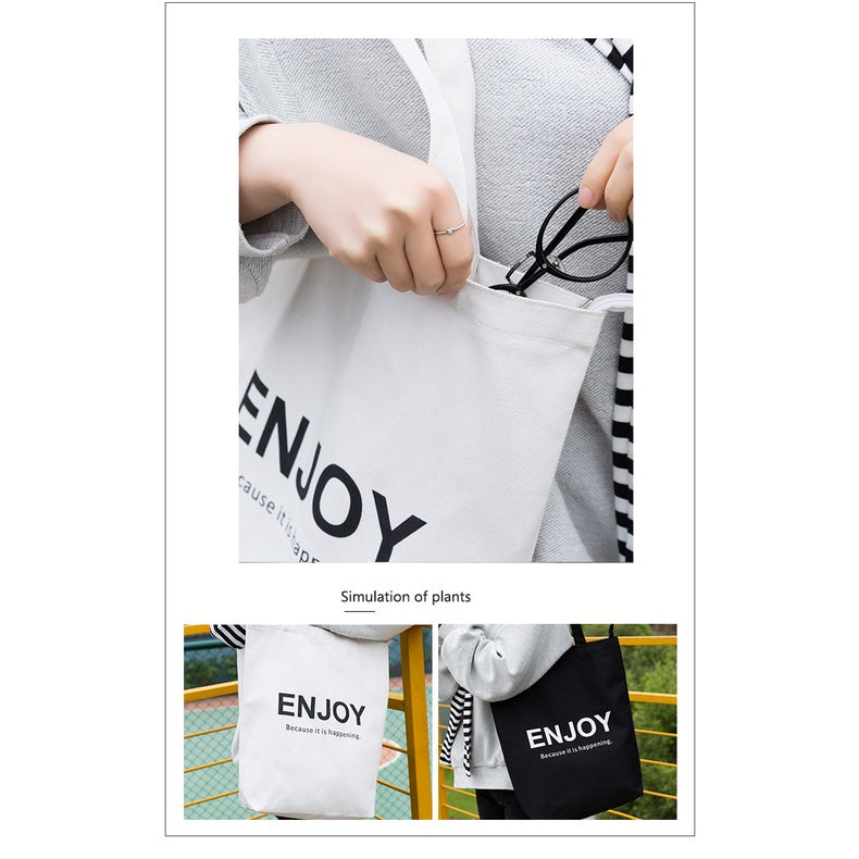 【Professional Customization】Canvas Bag Large Capacity Shoulder Bag Simple Creative Korean Portable Shopping Bag Printable Logo Manufacturers Customized Various Sizes and Styles(minimum 50pcs)