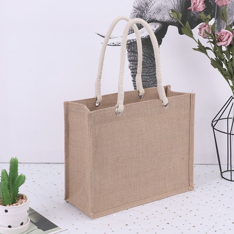 【Professional Customization】Jute Bags Practical Jute Handbags Linen Cotton Linen Shopping Bags Printable Logo Manufacturers Customized Various Sizes and Styles(minimum 50pcs)