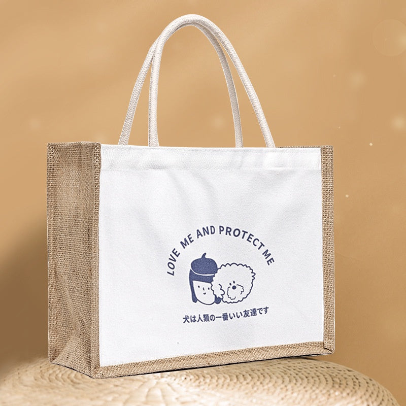 【Professional Customization】Canvas Bag Spot Cotton Tote Bag Japanese Shopping Bag Linen Bag Gift Cartoon Logo Custom Canvas BagPrintable Logo Manufacturers Customized Various Sizes and Styles(minimum 50pcs)