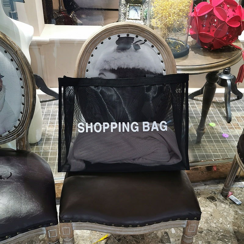 【Professional Customization】Spot Clothing Store Shopping Mall Beach Mesh Shopping Bag Women's Bag Nylon Mesh Handbag Mesh Bag Advertising BagPrintable Logo Manufacturers Customized Various Sizes and Styles(minimum 50pcs)