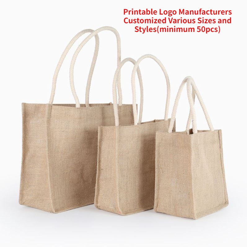 【Professional Customization】Sack Valentine's Day Good Looking Jute Gift Wind Knitting Simple Small Gift Sack Canvas Bag Korean Printable Logo Manufacturers Customized Various Sizes and Styles(minimum 50pcs)