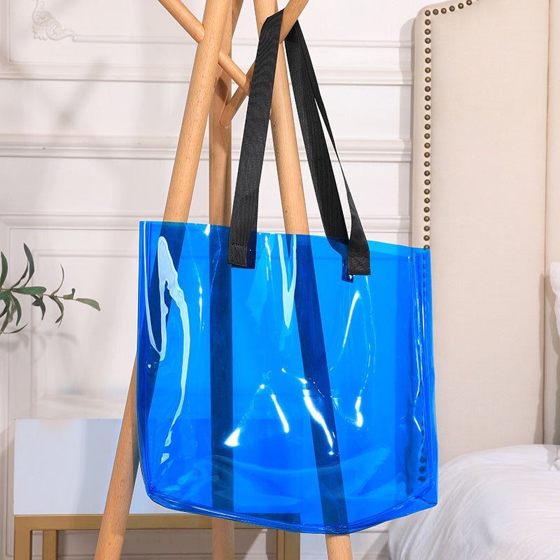 【Professional Customization】Laser PVC Transparent Portable Shopping Advertising Bag Plastic Cosmetic Gift Bag Exhibition Printable Logo Manufacturers Customized Various Sizes and Styles(minimum 50pcs)