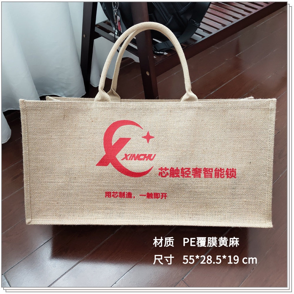 【Professional Customization】Jute Bags Custom Logo Fashion Advertising Hand-held Gift Bags To Collect Shopping Tote Linen Bags Custom Wholesale Printable Logo Manufacturers Customized Various Sizes and Styles(minimum 50pcs)