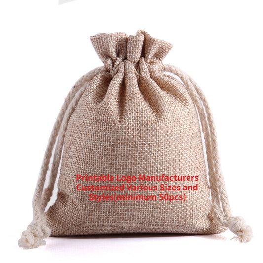 【Professional Customization】Factory Direct Sale Linen Drawstring Bag 5 Jin 10 Jin Rice Coarse Cereals Bag Creative Environmental Protection PackingPrintable Logo Manufacturers Customized Various Sizes and Styles(minimum 50pcs)