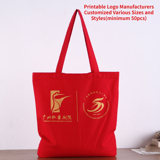 【Professional Customization】Factory Direct Sales Canvas Handbag Environmental Protection Shopping Bag Promotion Gift BagPrintable Logo Manufacturers Customized Various Sizes and Styles(minimum 50pcs)