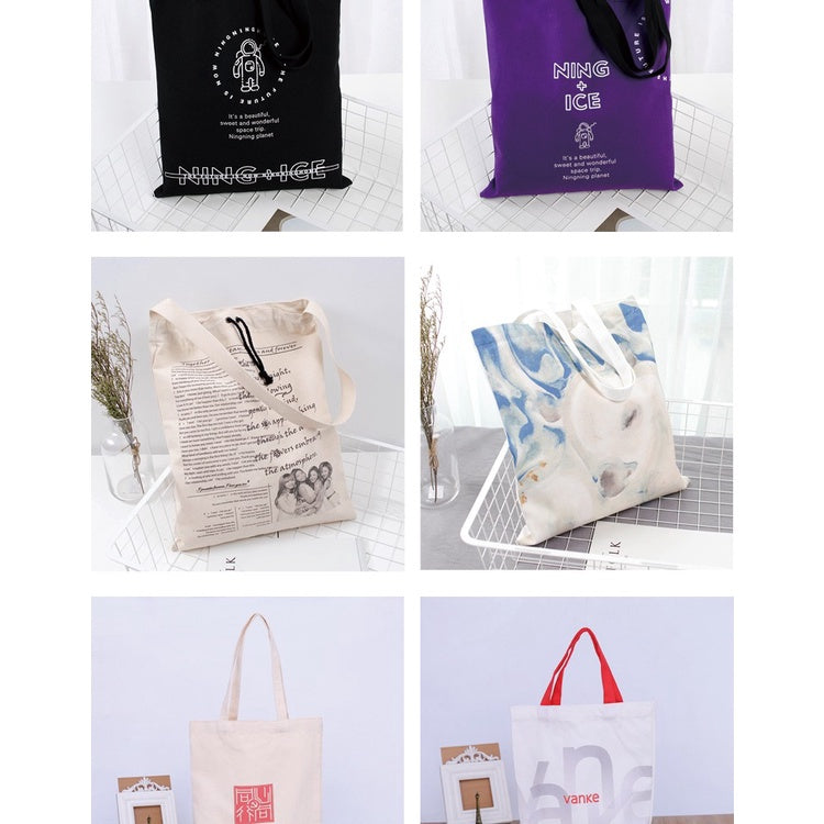 【Professional Customization】Canvas Bag Cotton Bag Hand Bag Environmental Protection Bag Bundle Mouth Backpack Bag Customized Canvas Bag Printable Logo Manufacturers Customized Various Sizes and Styles(minimum 50pcs)