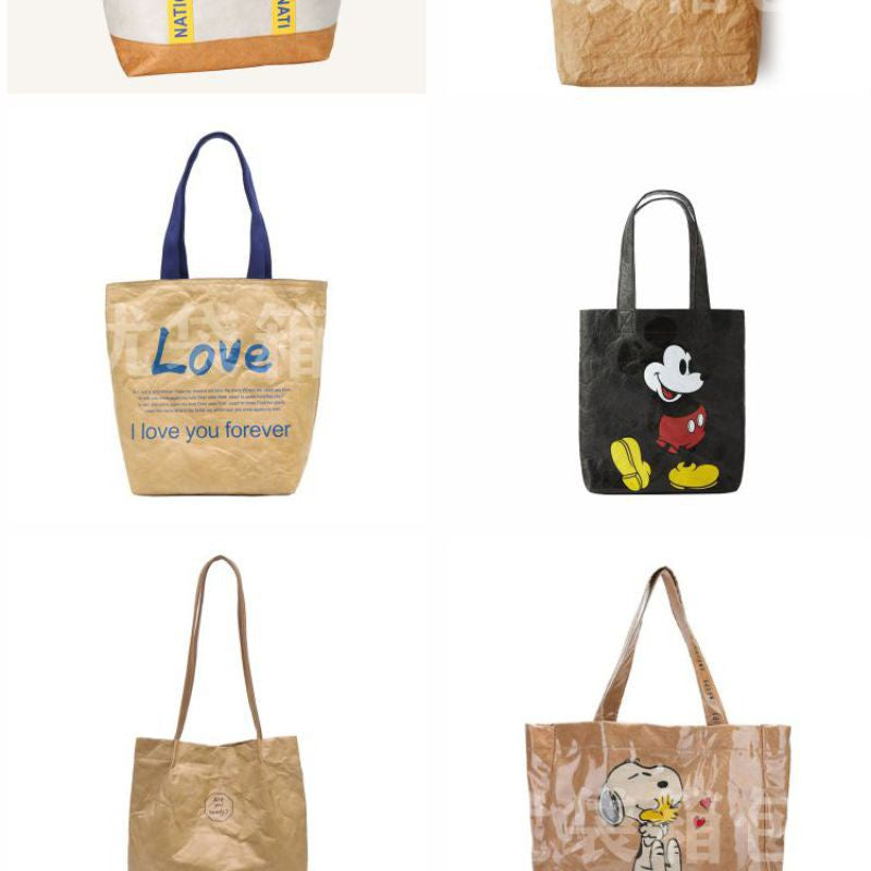 【Professional Customization】New Rubbing DuPont Paper Bags Customized Logo Waterproof Kraft Paper Bags Urgent Custom Tearing Green Handbags Printable Logo Manufacturers Customized Various Sizes and Styles(minimum 50pcs)