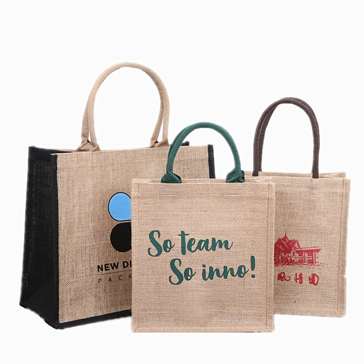 【Professional Customization】Jute Bag Customized Large Capacity Waterproof Jute Foreign Trade Handbag Portable Gift Storage Coarse Jute BagPrintable Logo Manufacturers Customized Various Sizes and Styles(minimum 50pcs)