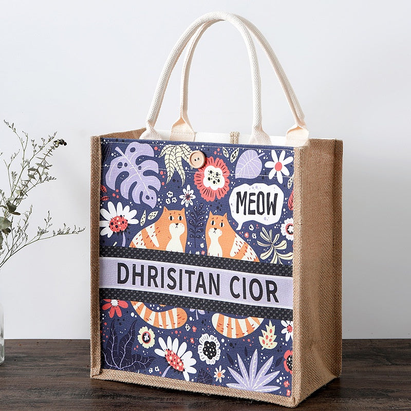 【Professional Customization】Canvas Bag Spot Printing Canvas Bag For Work Women's Hand Carry Shopping Sack National Tide HandbagPrintable Logo Manufacturers Customized Various Sizes and Styles(minimum 50pcs)