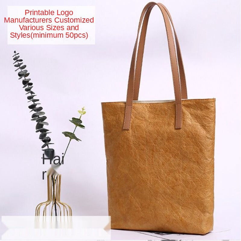 【Professional Customization】New Rubbing DuPont Paper Bags Customized Logo Waterproof Kraft Paper Bags Urgent Custom Tearing Green Handbags Printable Logo Manufacturers Customized Various Sizes and Styles(minimum 50pcs)