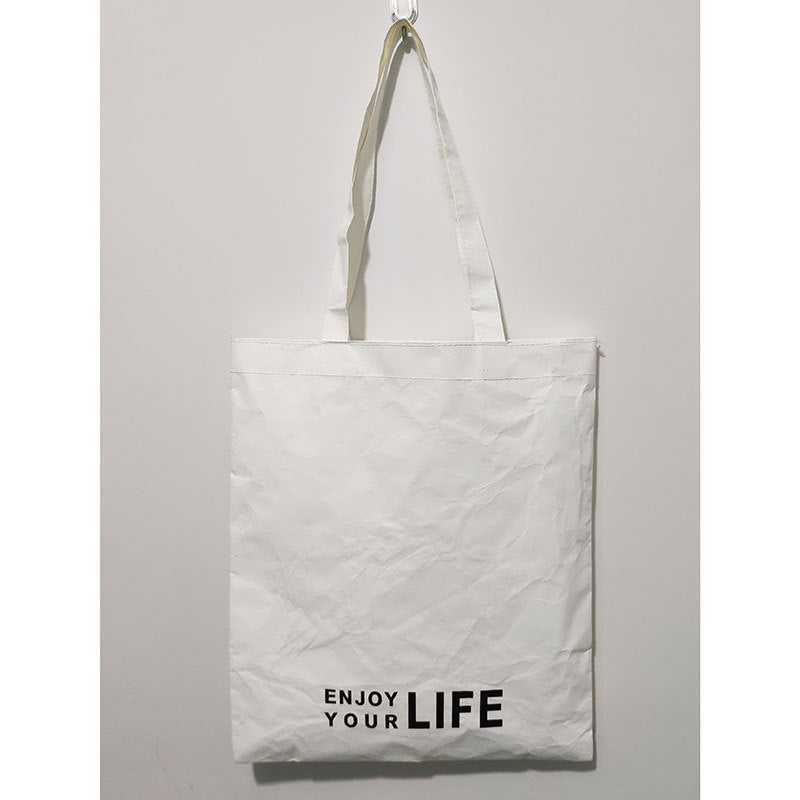 【Professional Customization】Custom DuPont Paper Bags Tyvek Shopping Bag Fashion Simple Women's Single Shoulder Bag Can Wash Kraft Paper Bags Printable Logo Manufacturers Customized Various Sizes and Styles(minimum 50pcs)