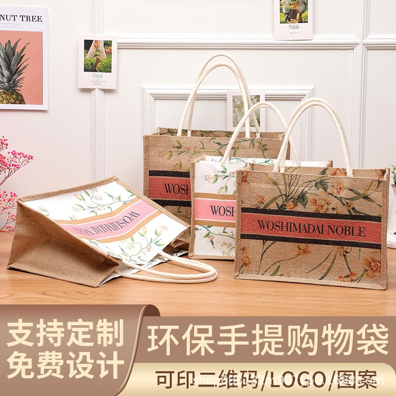 【Professional Customization】2021 Hand-held Linen Printed Film Waterproof Canvas Small Fresh Creative Custom Printed Logo Linen BagPrintable Logo Manufacturers Customized Various Sizes and Styles(minimum 50pcs)