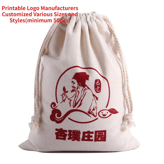 【Professional Customization】Canvas Drawstring Bundle Wine Bag Round Bottom 5 Kg 10 Kg Rice Bag Tea BagPrintable Logo Manufacturers Customized Various Sizes and Styles(minimum 50pcs)