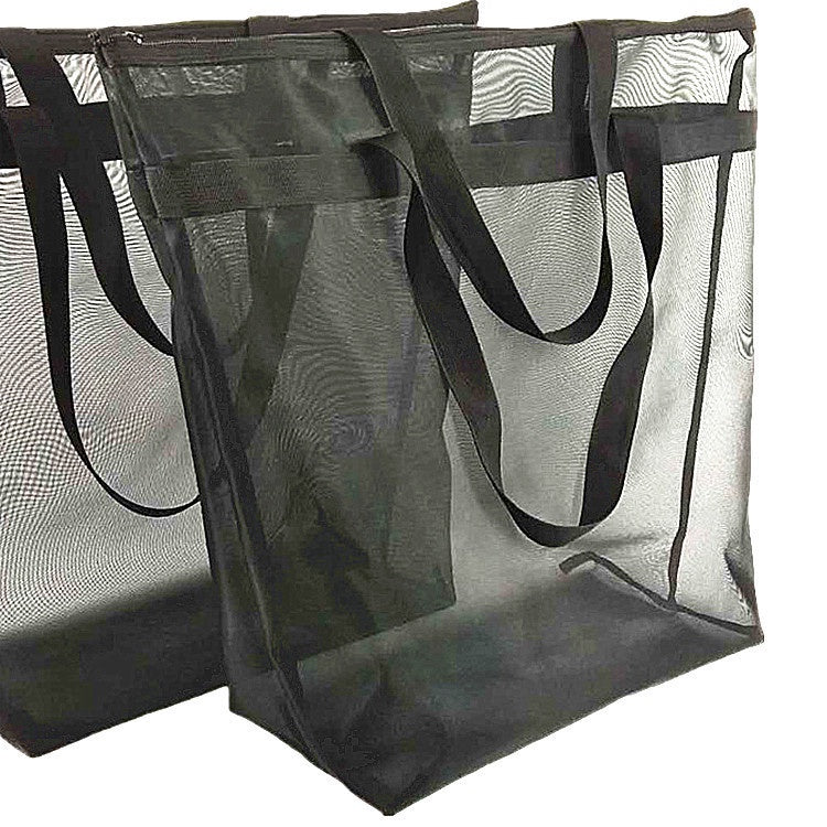 【Professional Customization】Customized Logo Mesh Shopping Bag Transparent Mesh Large Capacity Storage Bag Nylon Handbag Waterproof Beach BagPrintable Logo Manufacturers Customized Various Sizes and Styles(minimum 50pcs)