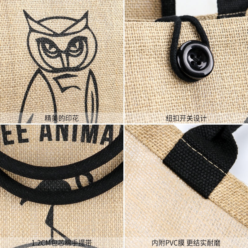 【Professional Customization】Retro Jute Handbags Advertising Shopping Environmental Protection Large-capacity Fashion Handbags Printable Logo Manufacturers Customized Various Sizes and Styles(minimum 50pcs)